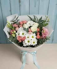 Букет цветов из:  Розы, Лизиантусы и Хризантемы в Цивильске
