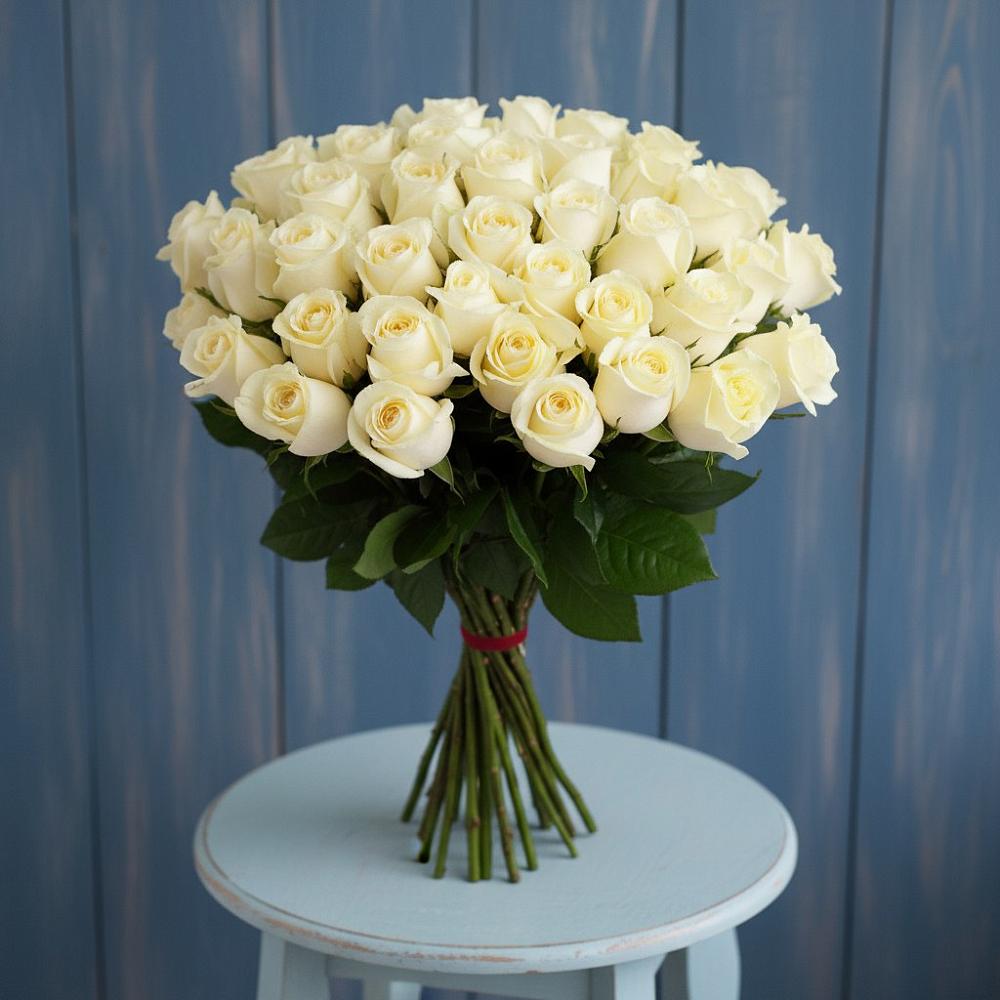 Букет 51 Белая роза Эдлесс Лав в Цивильске