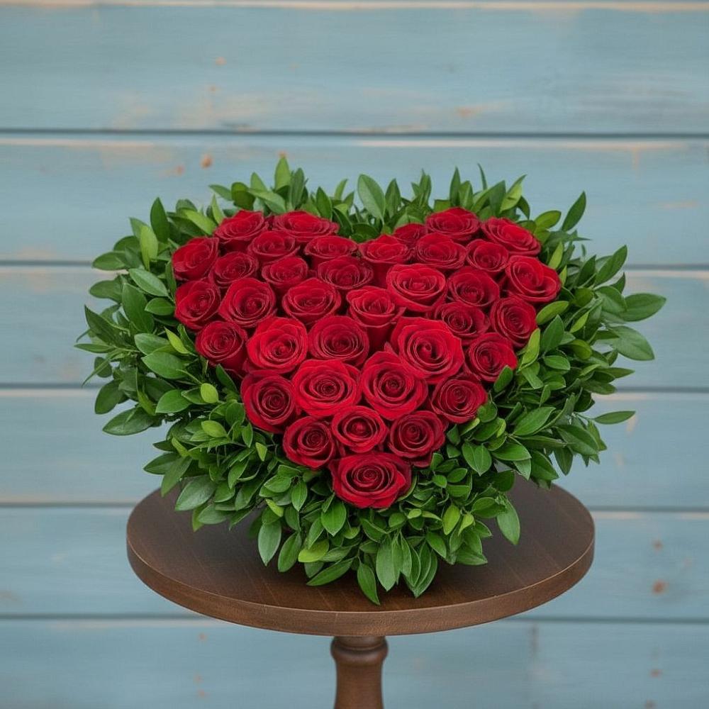 Цветочная композиция из Розы в виде сердца в Цивильске