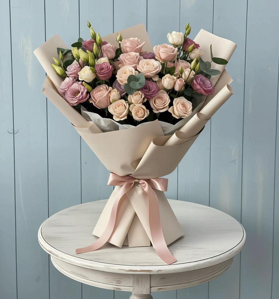 Букет цветов из: Розы и Лизиантусы в Цивильске