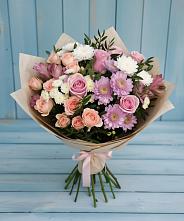 Букет цветов из:  Хризантемы, Розы и Альстромерии в Цивильске