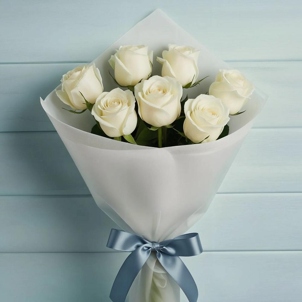 Букет 7 Белых роз Эдлесс Лав в Цивильске